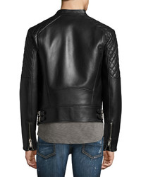 DSQUARED2 Leather Caf Biker Jacket Black
