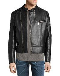 DSQUARED2 Leather Caf Biker Jacket Black