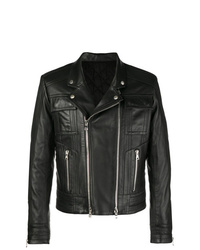 Balmain Leather Graphic Biker Jacket