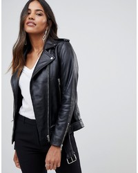 Y.a.s Leather Jacket With Zip Detail