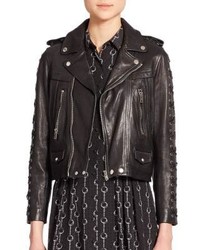 The Kooples Leather Lace Up Moto Jacket