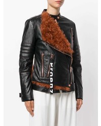 Proenza Schouler Leather Moto Jacket With Shearling Panel