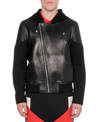 Givenchy Leather Neoprene Moto Jacket Black