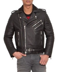 Balmain Leather Zip Biker Jacket