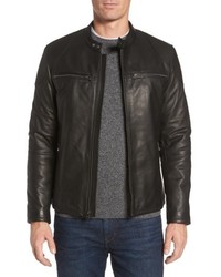 Cole Haan Leather Zip Front Moto Jacket