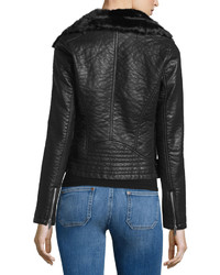 Dex Long Sleeve Faux Leather Jacket Black