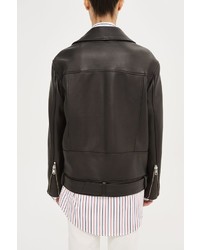 Boutique Longline Leather Biker Jacket