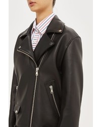 Boutique Longline Leather Biker Jacket