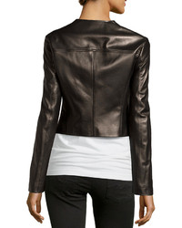 Michael Kors Michl Kors Asymmetric Leather Jacket Black