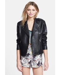 Mural Chic Love Studded Faux Leather Jacket