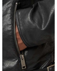N1sq Black Faux Leather Biker Jacket