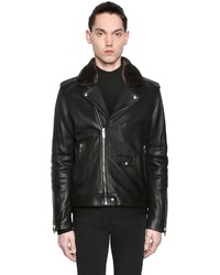 The Kooples Nappa Leather Biker Jacket W Faux Fur