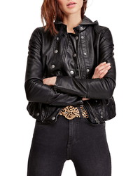 Free People New Dawn Hooded Faux Leather Jacket