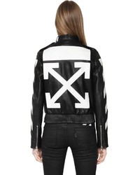 Off-White Arrow Patch Leather Moto Jacket