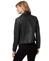 Topshop Orbit Leather Moto Jacket