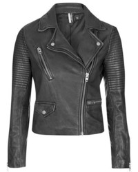 Topshop Orbit Leather Moto Jacket
