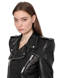 Unravel Padded Shoulder Leather Biker Jacket