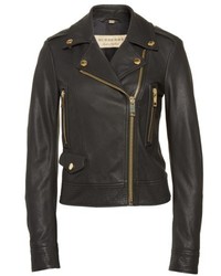 Burberry Patternsby Lambskin Leather Moto Jacket