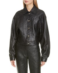 Saks Potts Perla Monogram Crop Leather Jacket