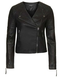 Petite Quilted Faux Leather Biker