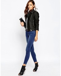 Asos Petite Ultimate Biker Jacket With Piped Detail