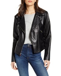 French Connection Quilted Back Faux Leather Moto Jacket