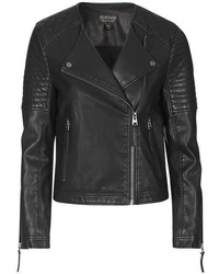 Topshop Quilted Faux Leather Biker