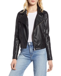 Halogen Quilted Faux Leather Moto Jacket