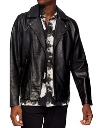 Topman Ray Leather Biker Jacket