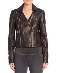 Paige Roanna Cropped Leather Moto Jacket