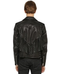Saint Laurent Fringed Leather Moto Jacket