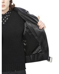 Saint Laurent Leather Moto Jacket With Zip Details