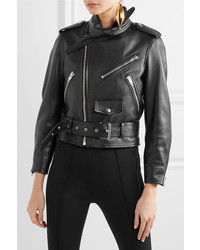 Balenciaga Scarf Leather Biker Jacket Black