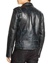 BLK DNM Scratch Effect Leather Biker Jacket