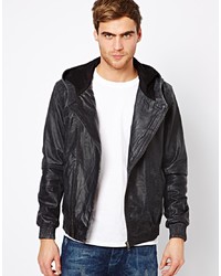 Selected Leather Jacket With Hood