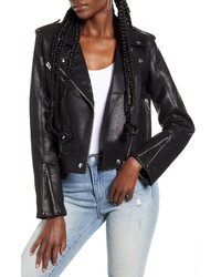BLANKNYC Semi Fitted Faux Leather Moto Jacket