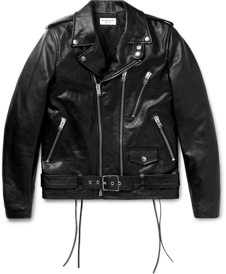 Saint Laurent Slim Fit Leather Motorcycle Jacket 5250 Mr Porter Lookastic 9385