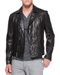 John Varvatos Star Usa Trapunto Leather Biker Jacket Back