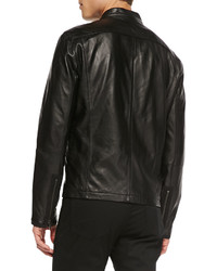 John Varvatos Star Usa Tumbled Leather Moto Jacket Black