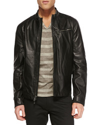John Varvatos Star Usa Tumbled Leather Moto Jacket Black