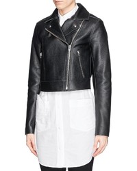 Alexander Wang T By Cropped Leather Biker Jacket