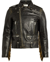 Saint Laurent Tasselled Leather Biker Jacket