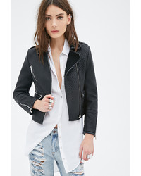 Forever 21 Textured Faux Leather Moto Jacket