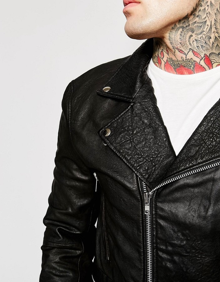 Religion Textured Leather Biker Jacket, $486 | Asos | Lookastic