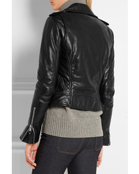 Balenciaga Textured Leather Biker Jacket Black