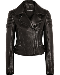 Tom Ford Textured Leather Biker Jacket Black