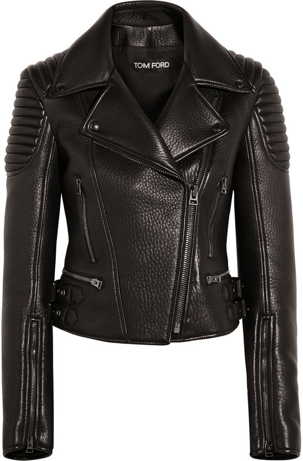 Tom Ford Textured Leather Biker Jacket Black, $5,950  |  Lookastic