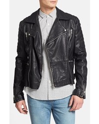 Topman Buffalo Leather Moto Jacket Large