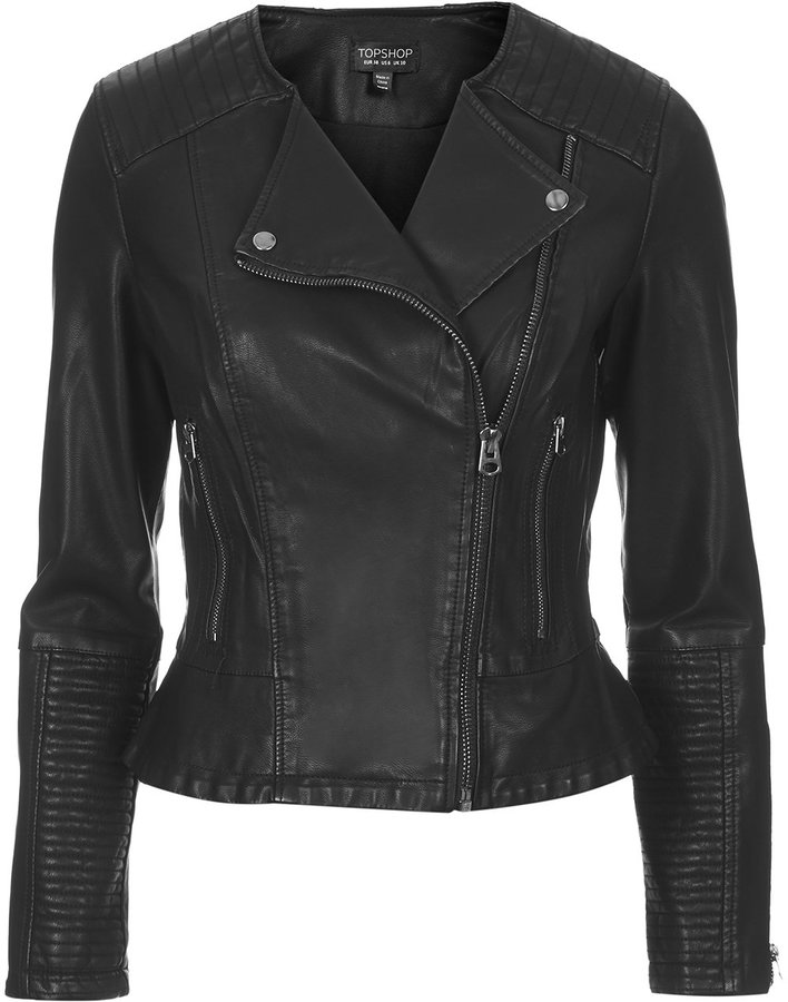 Topshop Faux Leather Peplum Biker Jacket | Where to buy & how to wear