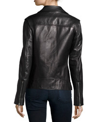 Theory Tralsmin Wilmore Leather Biker Jacket Black